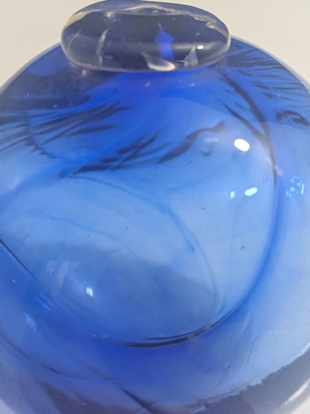 Beautiful handblown 3" swirl glass float blue
